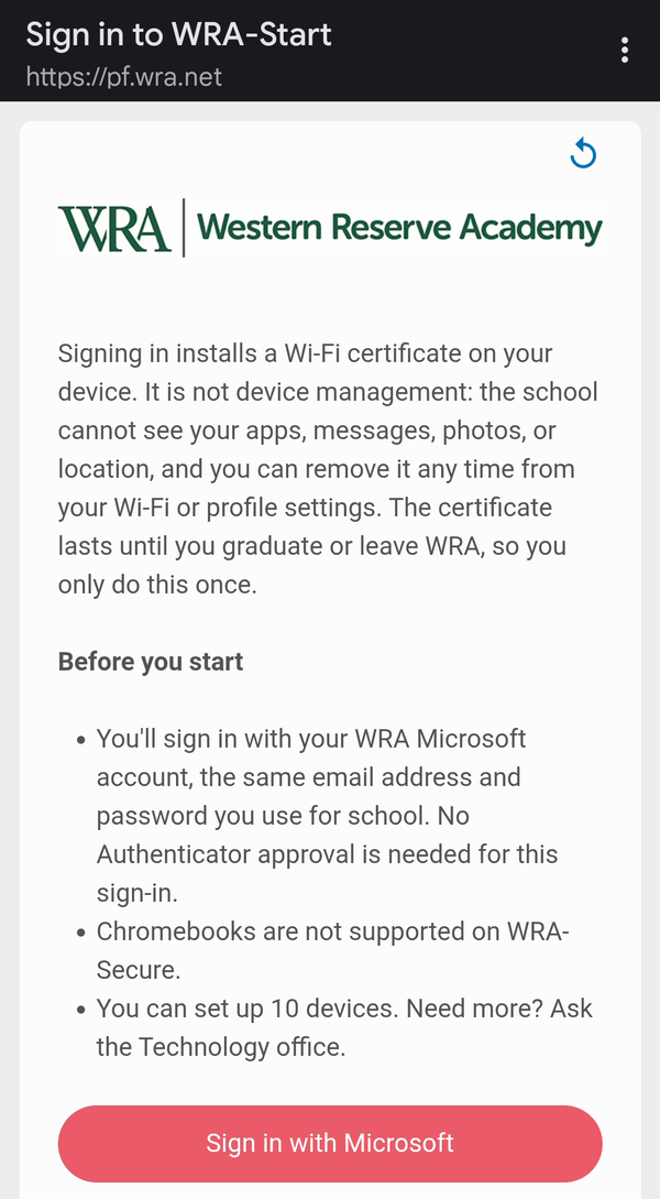 The Before you start page with the Sign in with Microsoft button