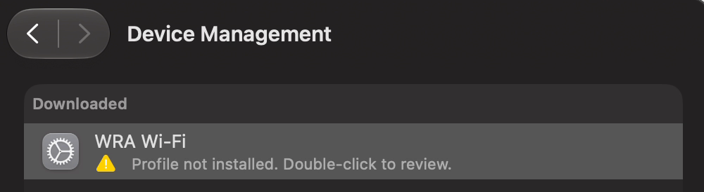 Device Management with WRA Wi-Fi under Downloaded